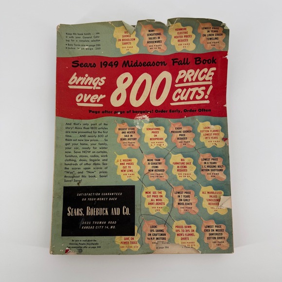 Sears 1949 Midseason Fall Book Price Cuts Catalog Vintage Advertising